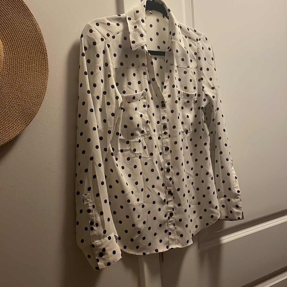 Express portofino collared blouse polka dots